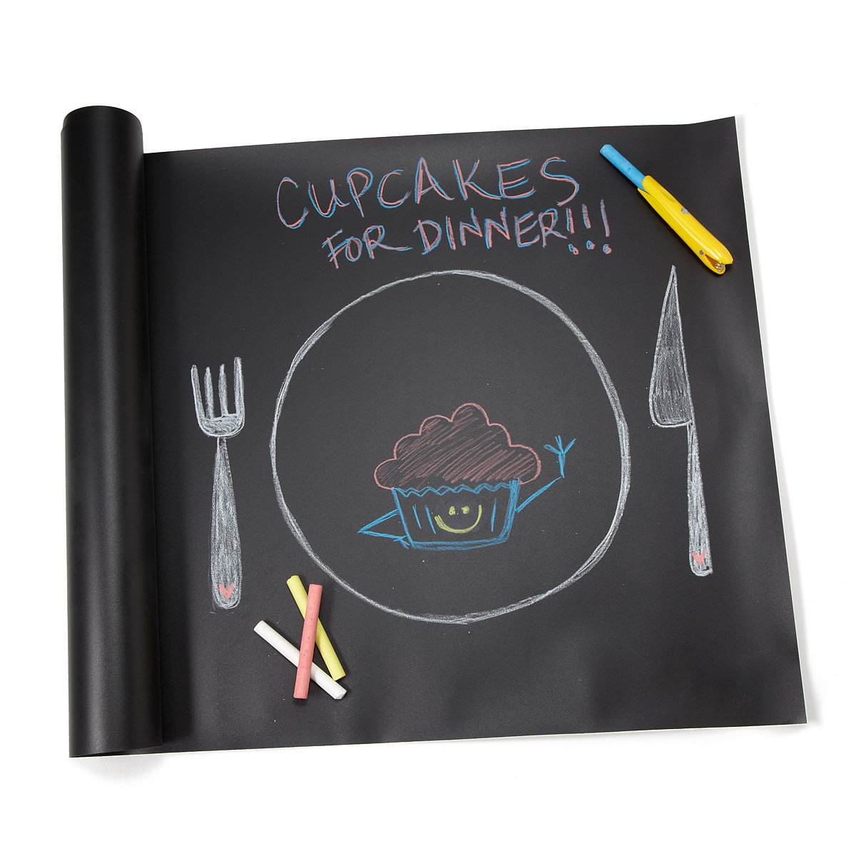 Reusable Food Safe Chalk Board Table Runner Includes Colored 4 Pack Of Dust Free Chalk Holder 18 In X 6 Ft Black