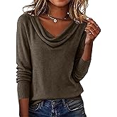 Cowl Neck Sweater for Women Cashmere Long Sleeve Knit Pullover Cozy Fall Winter Tops Lightweight Basic Trendy Outfits