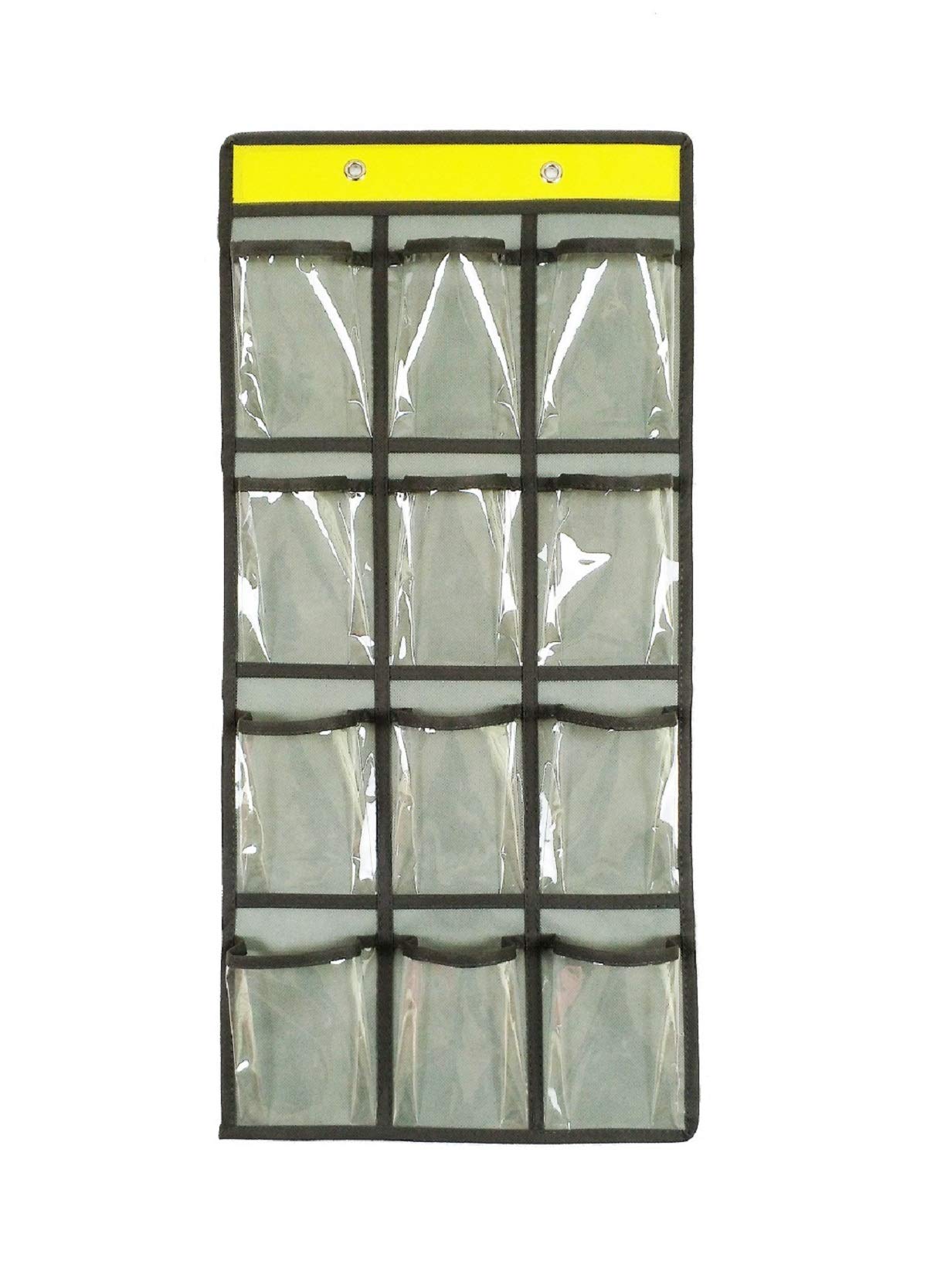 Photo 1 of ANIZER Classroom Pocket Chart For Cell Phones Calculators Over The Door Hanging Closet Underwear Sock Jewelry Organizer Holder 12 Clear Pockets (GREY)
