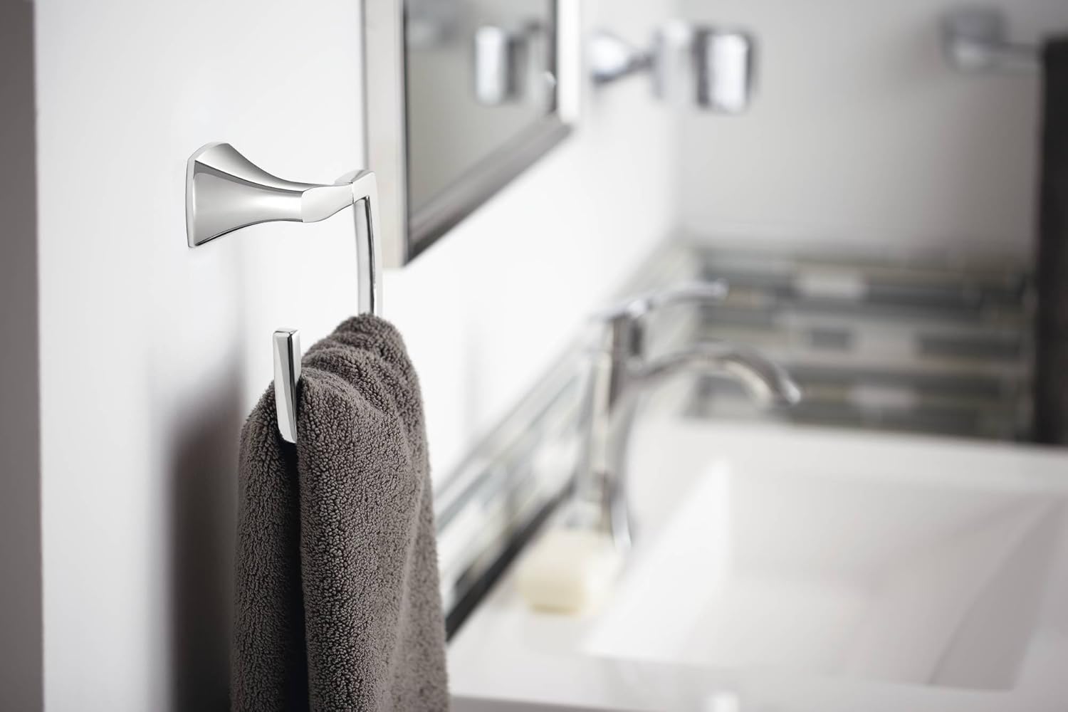 Moen YB5186CH Voss Collection Bathroom Hand Towel Ring, Chrome - - 