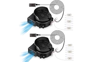 REEOOUE 2-Pack Air Blower Fan for Inflatables, 12V 0.8A Replacement Blower Fan with 1.0A Adapter and 3 LEDs Bulbs Light for Halloween and Christmas Inflatables (IP68 Waterproof, 4500RPM, 3.8 * 3.8'')