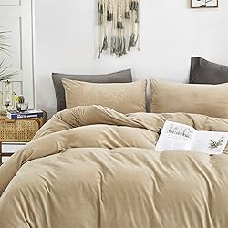 Luxlovery Cream Coffee Velvet Comforter Set Queen