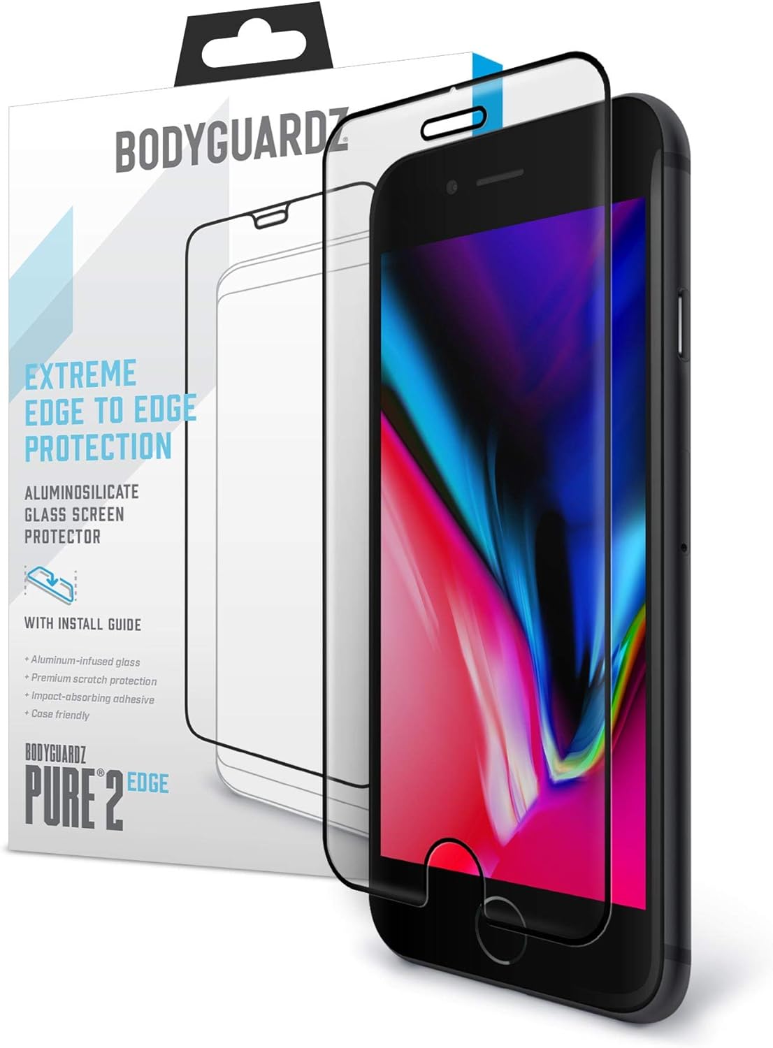 BodyGuardz Pure 2 Edge Glass Screen Protector for Apple iPhone 6, 6s