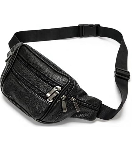 Amazon.com | Genuine Leather Fanny Pack Men Women Multi-Pockets