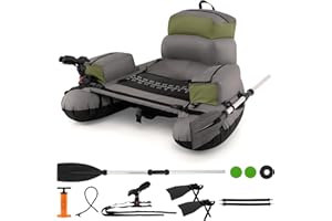 GYMAX Fishing Float Tube, 350LBS Inflatable Belly Boat with Oar, Flippers, Rod Holder, Fish Ruler, Hand Pump & Zipper Storage, Portable Backpack Float Tubes for Fishing