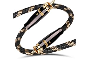 TODN HiFi Digital Coaxial Audio Cable for Audiophile 75-Ohm SPDIF Coax with O-C-C Core, Dual Shielded, 24K Gold-Plated Plug (3ft /1m)