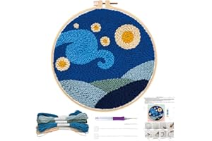 JSRQT Punch Needle Embroidery Starter Kits with Starry Sky Pattern Needle Punch Starter Kits for Kids Adults Handcraft Punch 