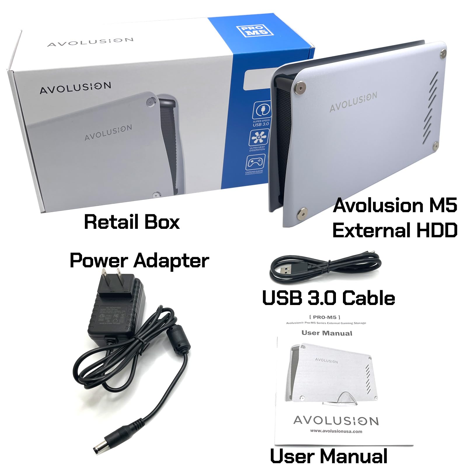 Avolusion M5 Series 12TB USB 3.0 External Hard Drive for WindowsOS Desktop PC/Laptop (Renewed)