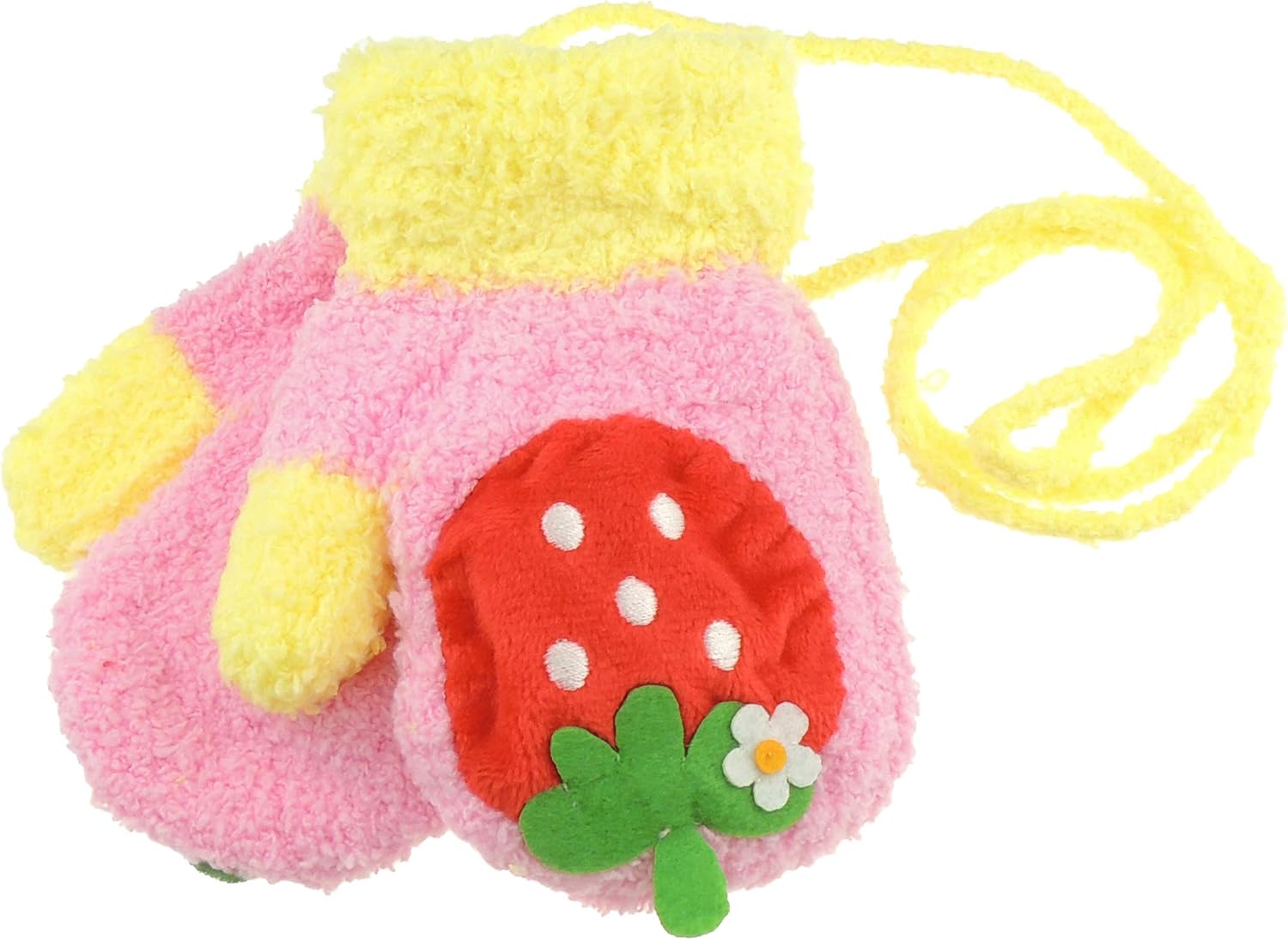 Adorable Super Soft Baby Girls Boys Warm Winter Mittens 1-2 Years (Yellow Strawberry)