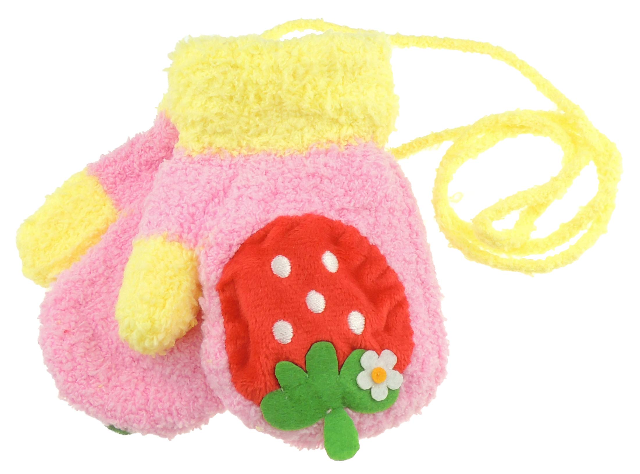 Adorable Super Soft Baby Girls Boys Warm Winter Mittens 1-2 Years (Yellow Strawberry)