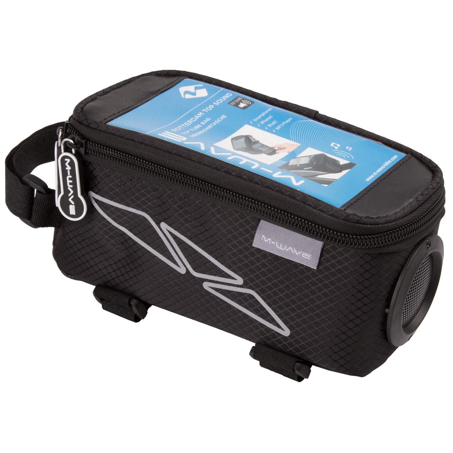 M-WAVE Rotterdam Top Tube Bag - Black, 18.5 x 9 x 9.5 cm