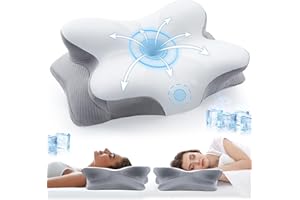 Vuteehy Cervical Neck Pillow for Pain Relief Sleeping, Neck Support Pillows for Sleeping with Cooling Pillowcase, Ergonomic M