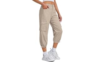 Eddoyee Cargo Capris Hiking Pants for Women Lightweight Travel Casual Summer Baggy Pants with 6 Pockets