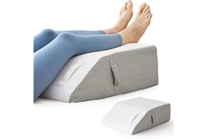 BIEEZZK Leg Elevating Pillow, Leg Elevation Pillows for After Surgery, Swelling, Leg Pillow Elevation Blood Circulation, Leg Pillow for Pain Relief, Knee Pillow for Rest, 23.6×16.8×8 Inch White/Grey
