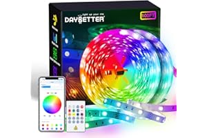 DAYBETTER 100ft Led Strip Lights for Bedroom with App Control Remote, 5050 RGB Led Lights for Bedroom, Music Sync Color Chang