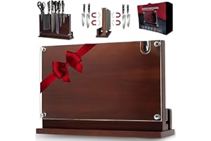 Tee Rao Double Side Magnetic Knife Holder Stand 14x10 Inches Extra Large Block Rack for Kitchen Counter with Cutting Board Sl