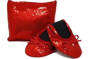Silky Toes Women's Foldable Sequin Shoes Dressy Ballet Flats Roll Up Slipper Shoe with Matching Carrying Pouch