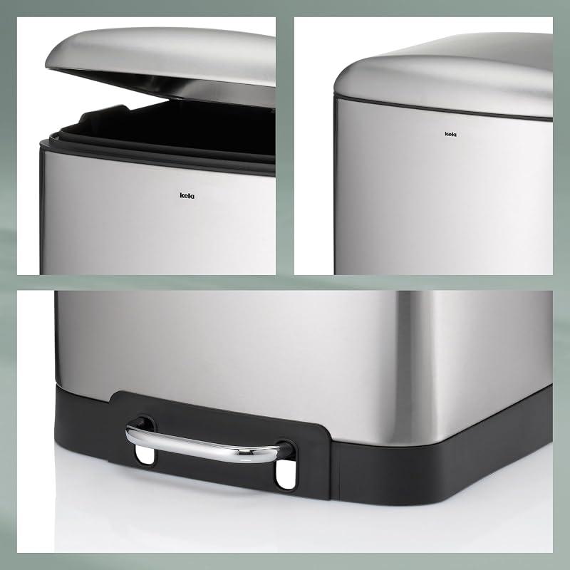 Cestino a pedale 6 l, cestino per cosmetici con coperchio Silent Close, chiusura automatica DAVINO, cestino da bagno in acciaio inox con secchio interno, opaco — foto 6 di 8