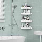 Sotfamily 4 Packs Corner Shower Caddy No Drill Adhesive Rust Free Plastic White view 2