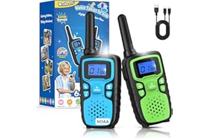 Wishouse Walkie Talkies for Kids Rechargeable Long Range,Xmas Birthday Gift for 4 5 6 7 8 9 Year Old Boys Girls,Hiking Gear Camping Games Cool Toys with NOAA,SOS Siren,Lamp,Lanyards,Easy to Use,2 Pack
