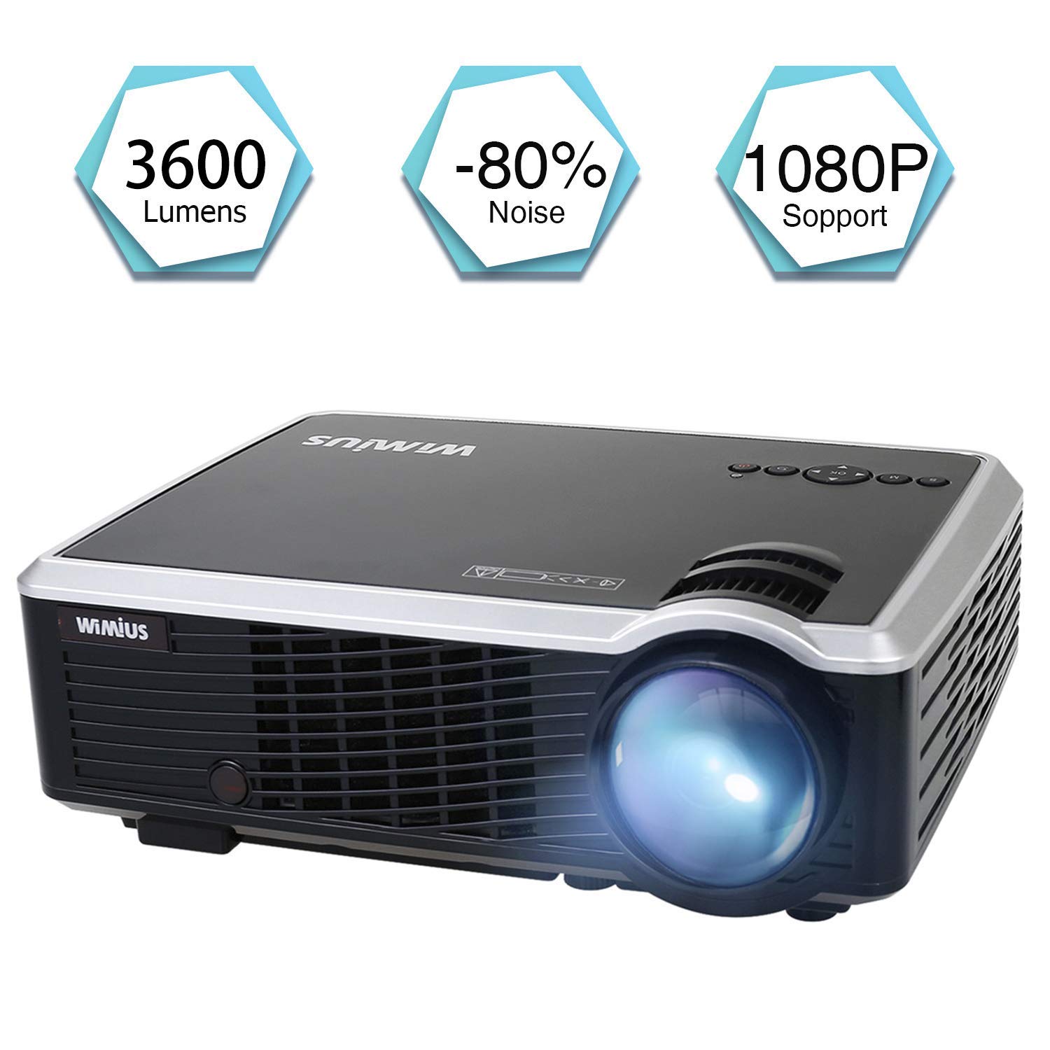 Amazon Vidéoprojecteur Vidéoprojecteur, WiMiUS Vidéo Projecteur Portable 3600 lumens