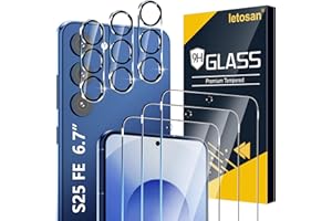 [3+3 Pack] Glass Screen Protector for Samsung Galaxy S25 FE 5G, 9H Tempered Glass, Ultrasonic Fingerprint Unlock, HD Clear Ca