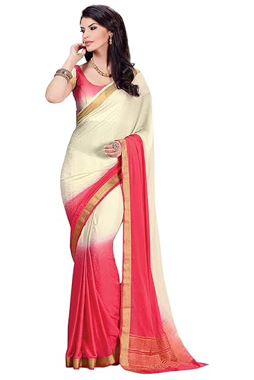 amazon red white saree