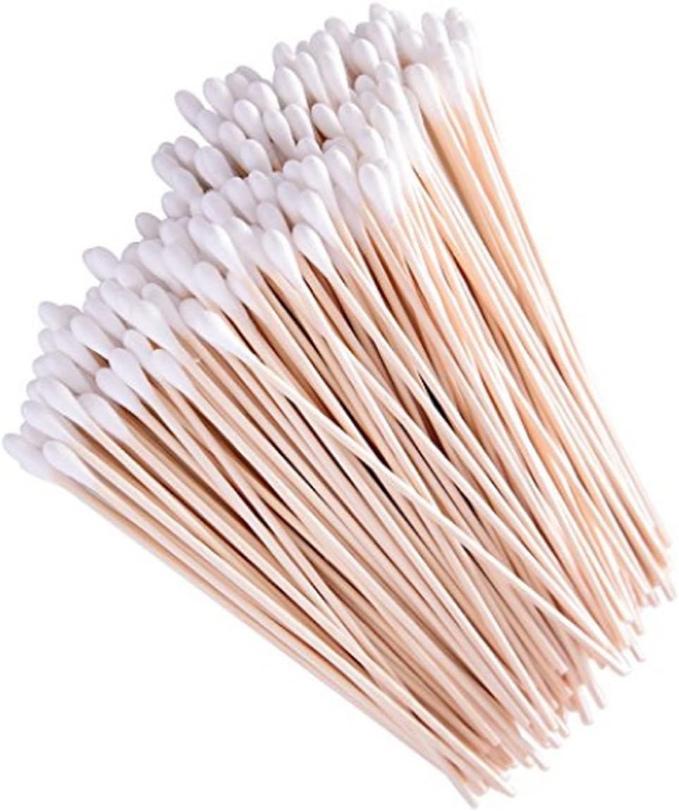 6" Swabs Cotton Stick Cotton Tipped Applicator Single Tip with Wooden Handle, 200 pcs