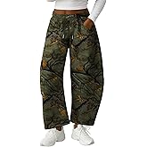 Lepunuo Barrel Sweatpants Women Casual Baggy Elastic Waisted Pants Wide Leg Gym Trousers with Pockets