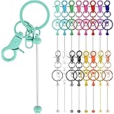 Hikio 16 PCS Colourful Beadable Keychains Bulk Kit 16 Colors of Blank Keychains fit for Crafts Jewelry Charms Custom Projects Used for DIY Creation