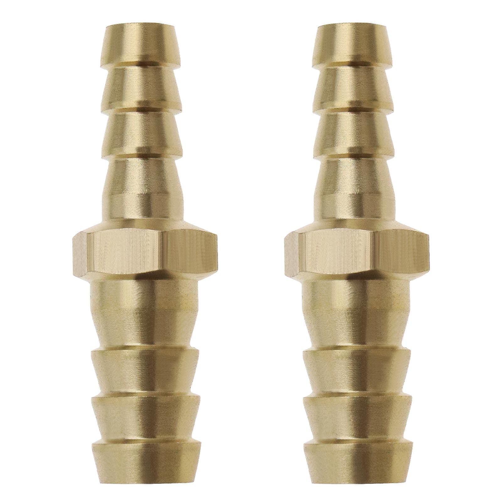 eMagTech 2X Brass Fittings for Hose Barb Tail Reducing Plug Reducer Straight Connector 12mm to 10mm for Water Gas Oil Boat Air Pipe