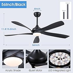 56 Inch Ceiling Fans with Lights Remote/APP