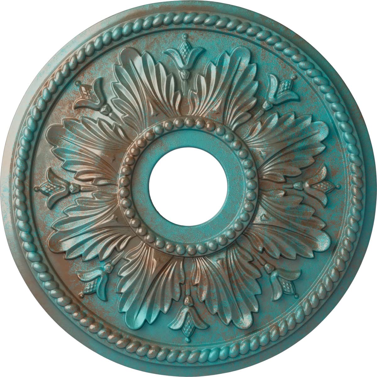 Ekena Millwork CM18ED1CGS Edinburgh Ceiling Medallion, 18 1/8″OD x 3 1/2″ID x 2 3/4″P, Hand-Painted Copper Green Patina