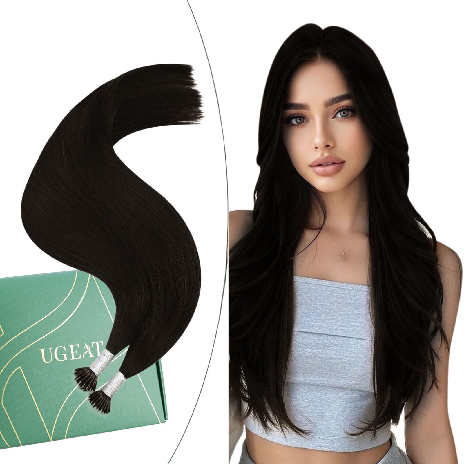 Ugeat Nano Ring Hair Extensions 18 Inch Dark Brwon Nano Bead Hair Extensions Human Darkest Brown By Cold Fusion No Damage Medium Length for Women Hair Groth Solution 50S 50G #2 — image 1