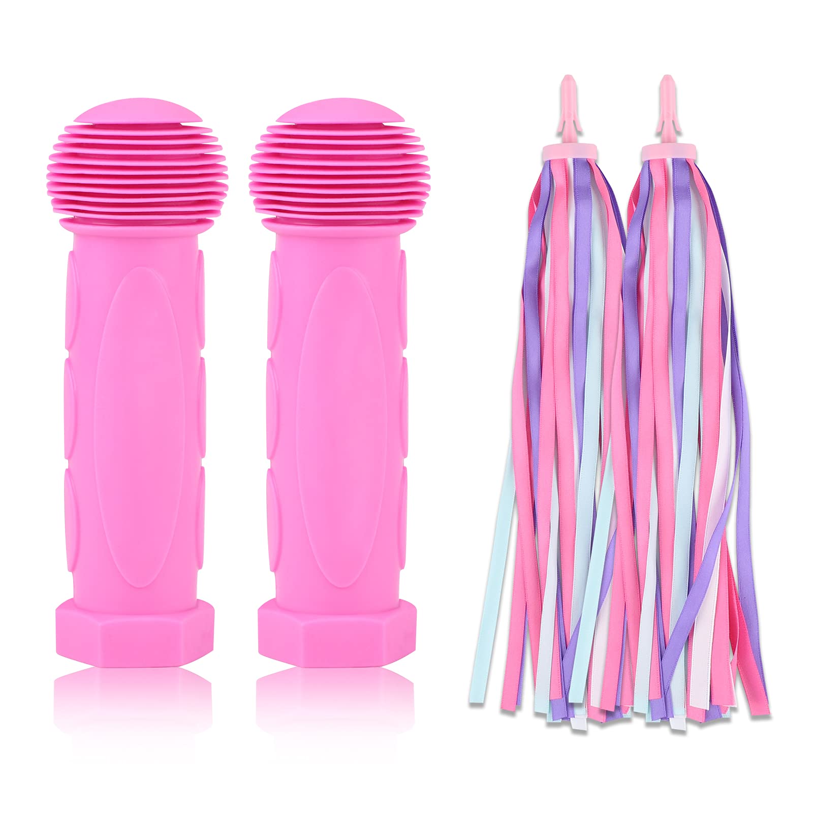 Hileyu 1 Pair Scooter Handle and Bike Streamers Set,Scooter Grips Bike Hand Grip with Bicycle Handlebar Streamer Bicycle Ribbon Bike Grips and Tassels Ribbons for Children's Scooters/Bike