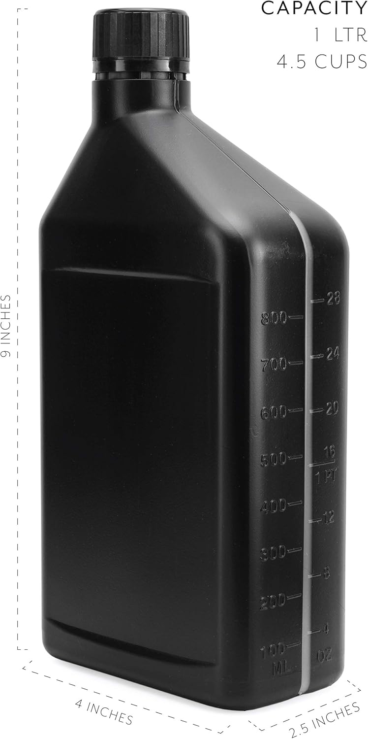 Cornucopia Plastic Engine Oil Bottles (4-Pack, Quart Size); Empty Cans for Storing Oil and Other Chemicals: Automotive