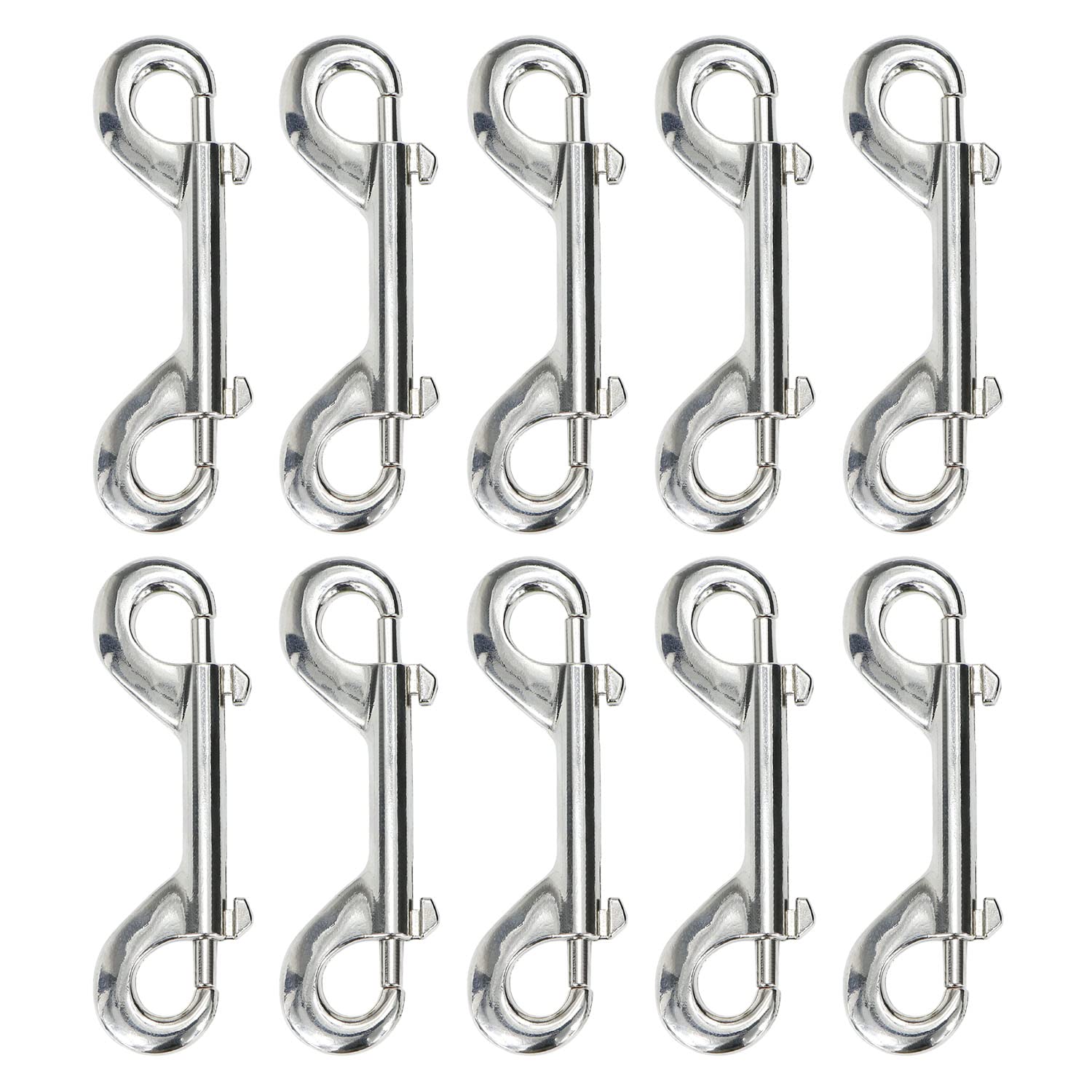 Metal Double Ended Bolt Snap Trigger Chain Diving Clips for Water Bucket Pet Feed Bucket Agricultural Equine Home Dog Leash Garage Use (4" (10cm), 10 Pack)
