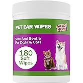 180 Count Dog Ear Cleaner Wipes, Dog Ear Wipes, Gently Remove Ear Wax, Debris - Soothes & Relieves Ear Itching, Fresh Mugwort