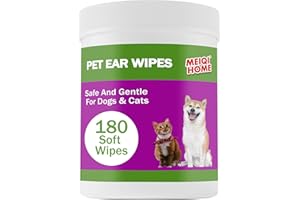180 Count Dog Ear Cleaner Wipes, Dog Ear Wipes, Gently Remove Ear Wax, Debris - Soothes & Relieves Ear Itching, Fresh Mugwort