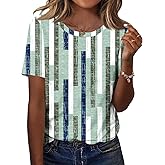 TCOT Women's Tops Summer Short Sleeve Crew Neck Shirts Dressy Casual Blouses for Women S-3XL