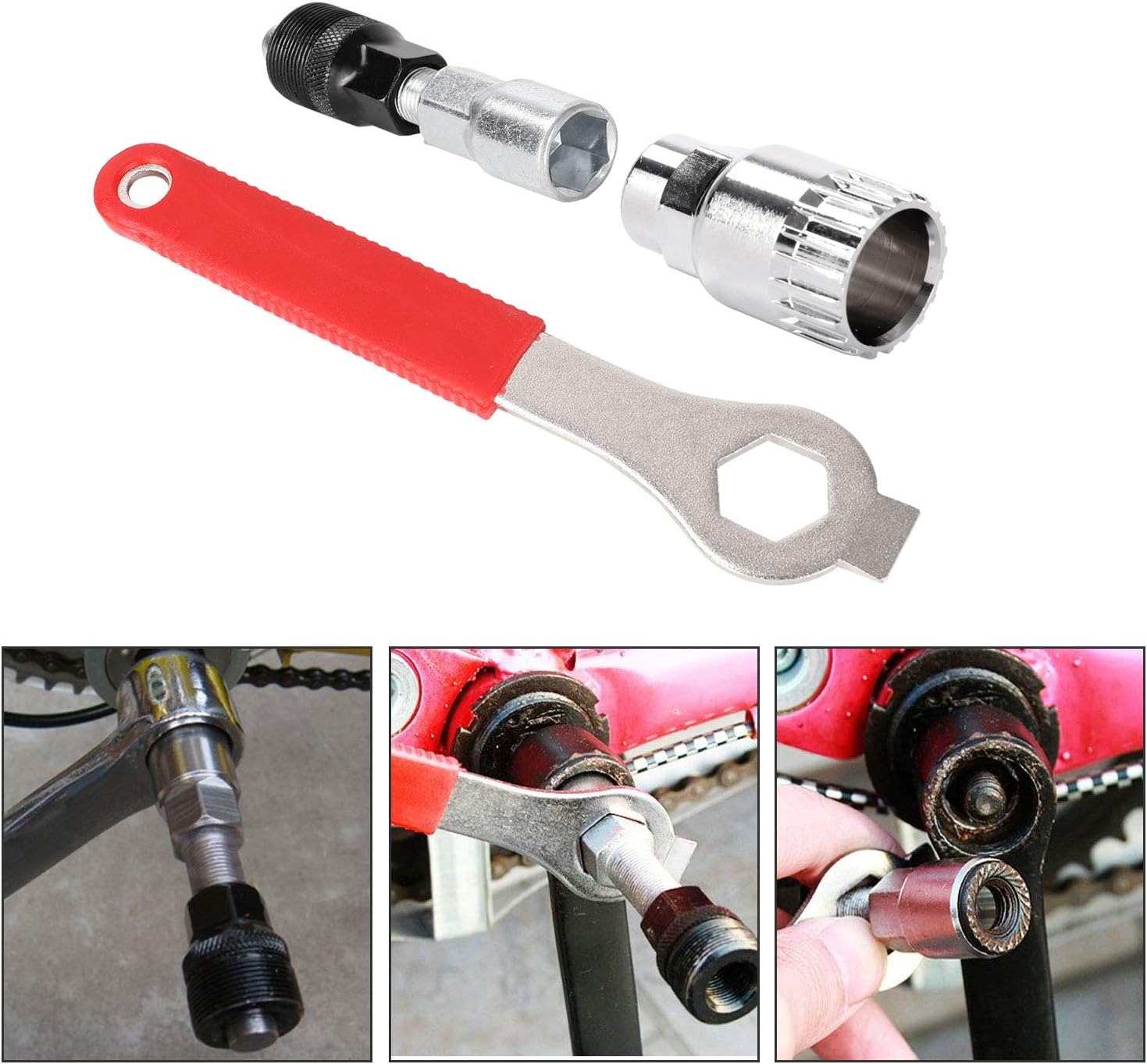 Odoland Bike Repair Tool Kit, Including Bike Crank Extractor with 16mm Spanner/Wrench, Bicycle Flywheel Chain Sprocket Remover Tool, Cassette Lock Ring Removal Tool : Sports & Outdoors