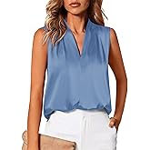BTFBM Tank Top for Women 2026 Summer Spring Silk Satin V Neck Pleated Sleeveless Work Blouses Business Casual Outfits