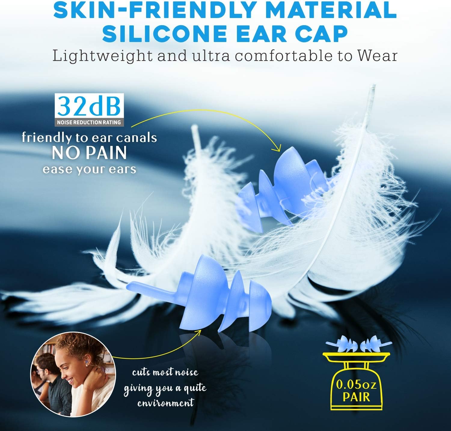 Ear Plugs for Sleeping 2 works, 32dB Noise Reduction Earplugs with Detachable Cords - Image 4