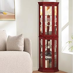 Firscook Curio Cabinet, Corner Curio Cabinet with