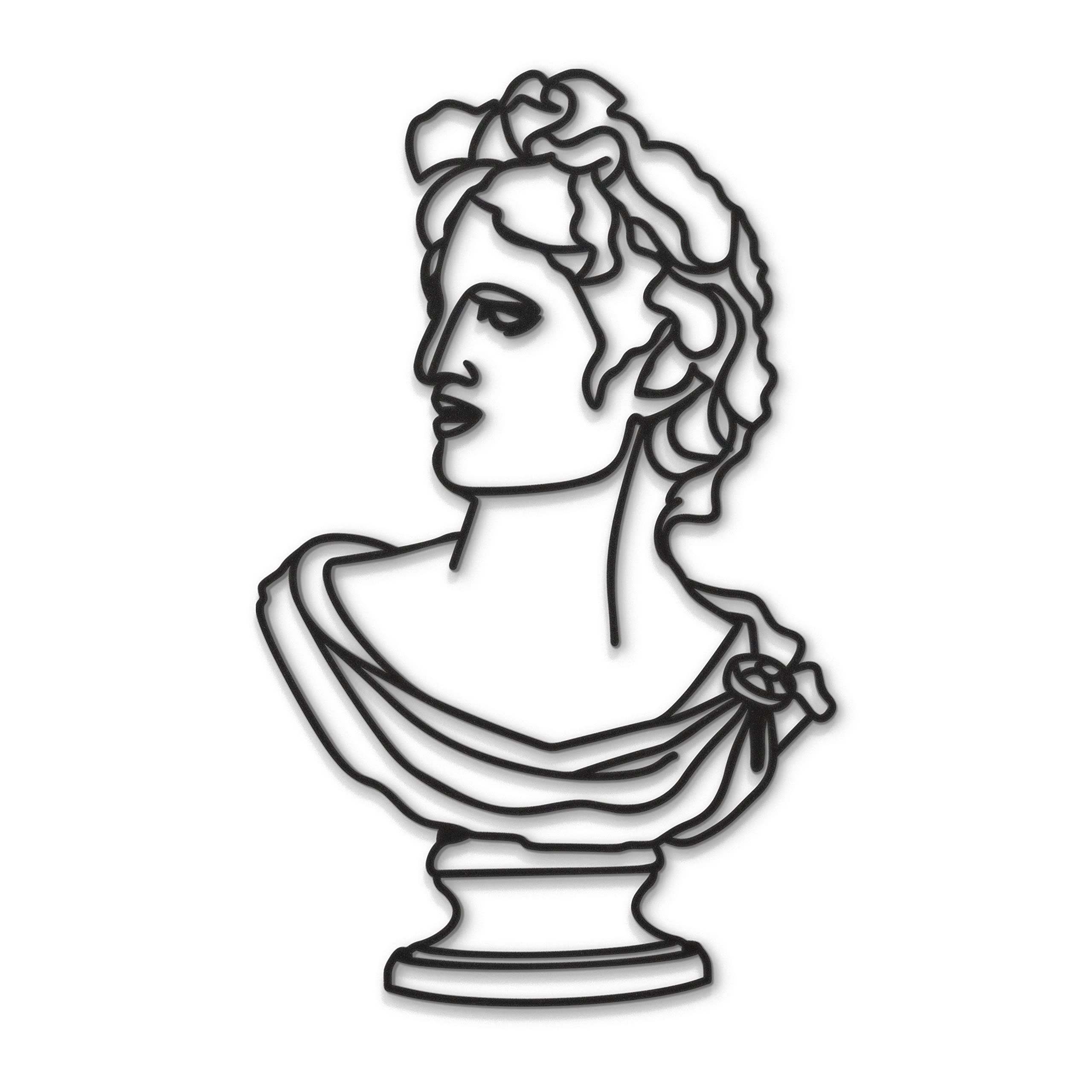 Beautiwall Aesthetic Room Decor Metal Wall Art – Ancient Male Bust Wall Art for Bedroom Boho Decor – Black Matte Steel Wall Decor – Easy DIY Installation