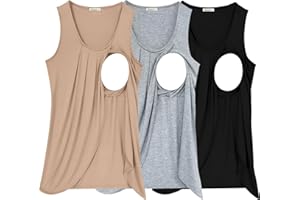 PARNIXS Summer Women's Maternity Nursing Tank Top Sleeveless Comfy Breastfeeding Clothes