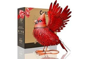 Nacome Cardinal Garden Decor Metal Yard: Art Outdoor Sculptures & Statues Large Red Bird Ornaments for Patio Balcony Front Backyard - Gifts for Grandma Mom