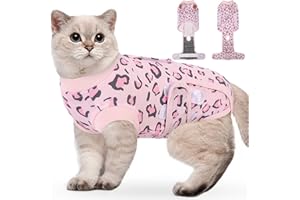 SUNFURA Cat Recovery Suit, Cat Surgery Recovery Suit Female Kitten Onesie for Cats After Surgery, Cat Neuter Recovery Suit Anti Licking, E-Collar Alternative Cat Surgical Recovery Suit, Pink M