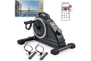 Sunny Health & Fitness Dual Function Under-Desk Bike Trainer, Mini Exercise Machine for Senior Training, Arm/Leg Cardio Cycle Workout, Optional Magnetic, Motorized w/Free SunnyFit App Connection