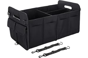 titiyiof Trunk Organizer SUV, Car Organizers and Storage, NOT-FLIMSY ANTI-SLIDE 75L Spacious Collapsible Sturdy Trunk Organizer for Grocery/Car Accessories/Women Men's Gift, Black-A